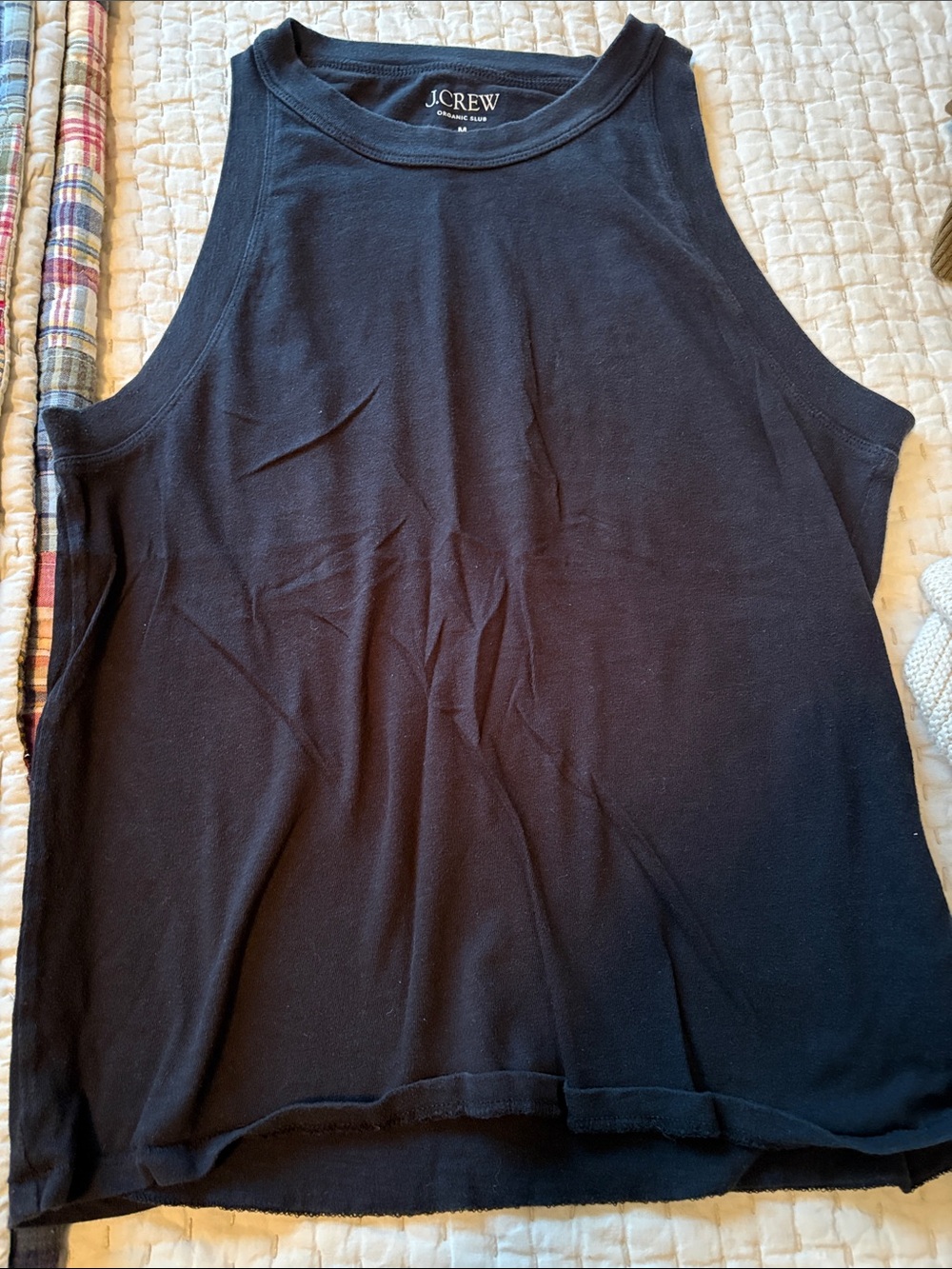 J. Crew Black Ribbed Cotton Tank Top